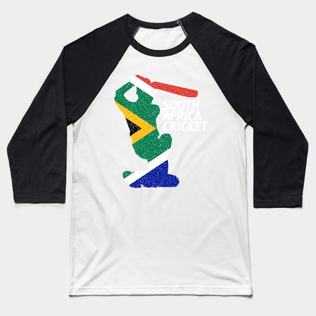 South African Cricket & Flag Baseball T-Shirt by BraaiNinja